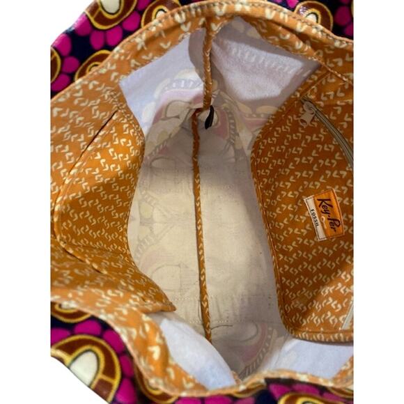 Fossil VTG. Key-Per Coated Tote Purse Beach Bag Multi-Colorful - Picture 8 of 10